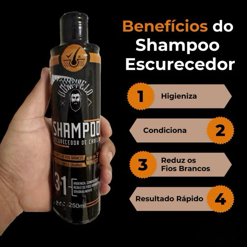 Dom Pelo Darkening Shampoo Without Ammonia 250ml – Reduces White Hair & Beard Toning