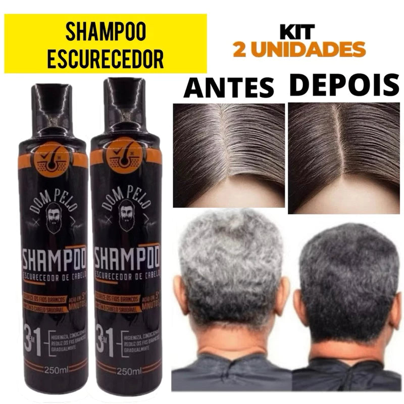 Dom Pelo Darkening Shampoo Without Ammonia 250ml – Reduces White Hair & Beard Toning