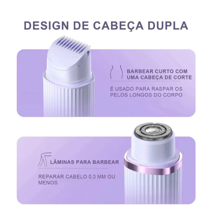 Electric Epilator with Double Razor Care and Delicateness with Your Skin, Rechargeable with Advanced Painless Technology