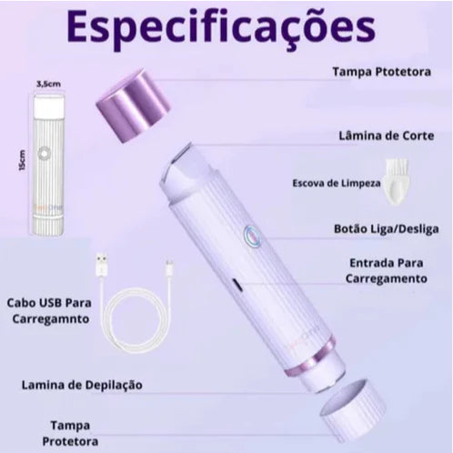 Electric Epilator with Double Razor Care and Delicateness with Your Skin, Rechargeable with Advanced Painless Technology