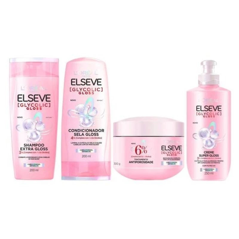 Elseve Glycolic Gloss Kit Shampoo 200ml + Conditioner 200ml + Mask 300g + Leave-in Cream 250ml