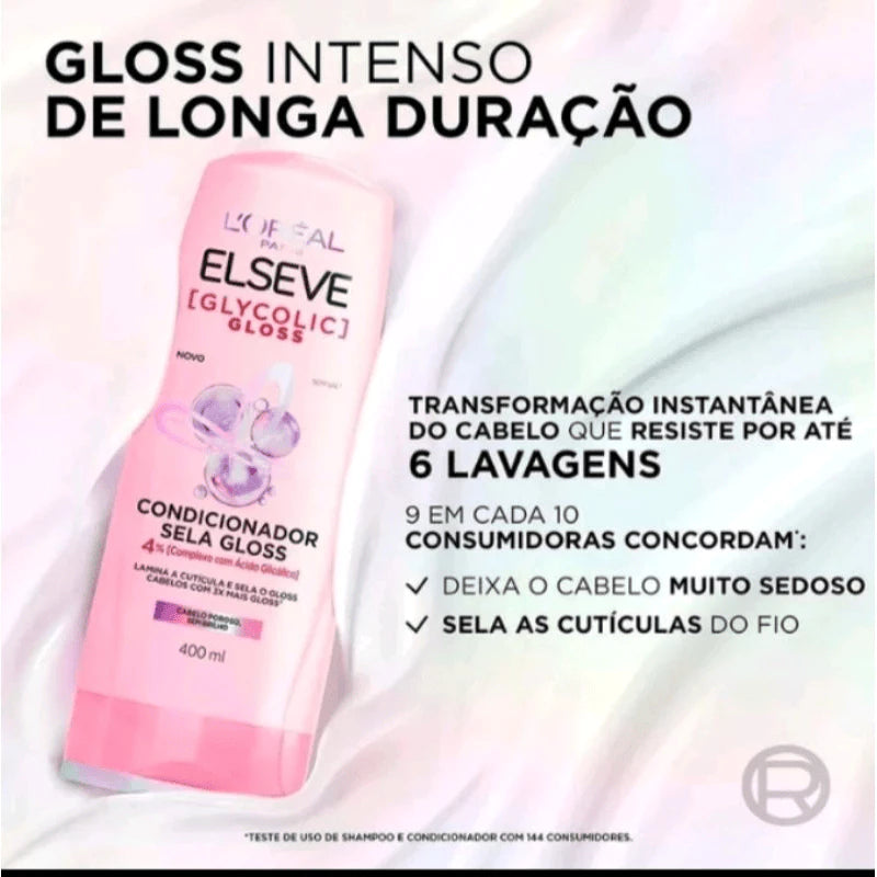 Elseve Glycolic Gloss Kit Shampoo 200ml + Conditioner 200ml + Mask 300g + Leave-in Cream 250ml