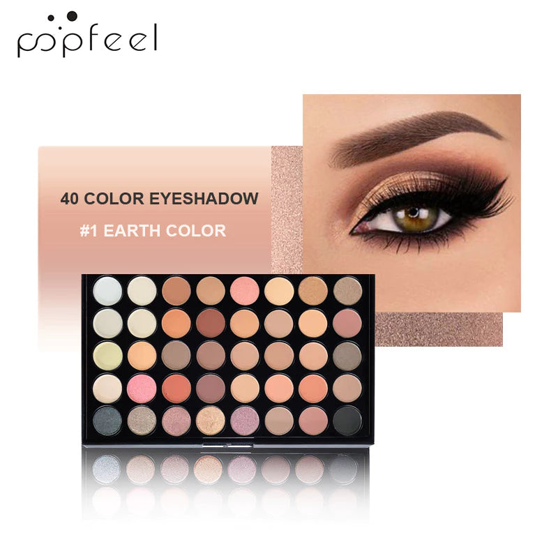 Paleta de Sombras 40 Cores – Matte e Cintilante, Alta Pigmentação, Longa Duração