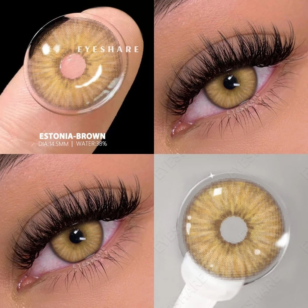 Eyeshare 2 Pieces Brown Contact Lenses – Yearly Cosmetic Makeup Lenses for Men & Women