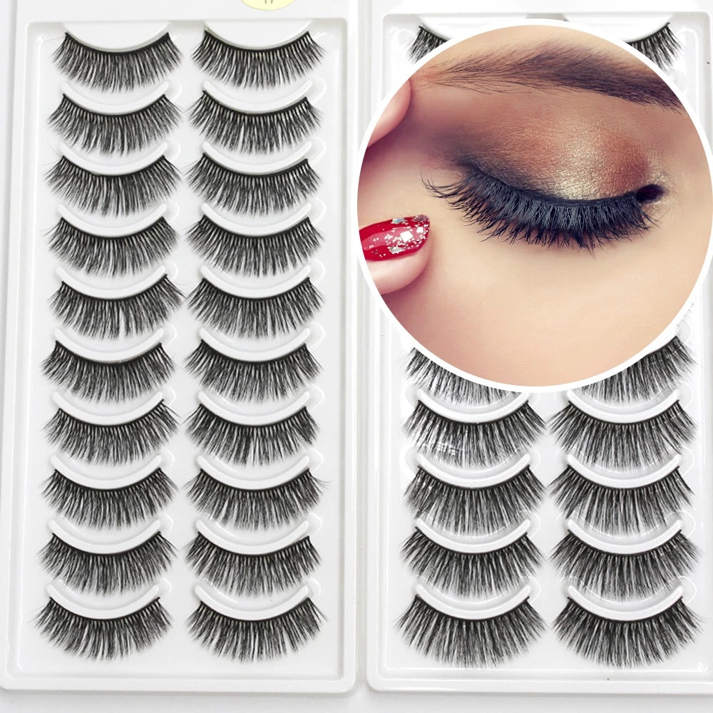 False Eyelashes 10 Pairs Natural and Curled Voluminous Doll Eyelashes Pack