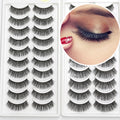 False Eyelashes 10 Pairs Natural and Curled Voluminous Doll Eyelashes Pack