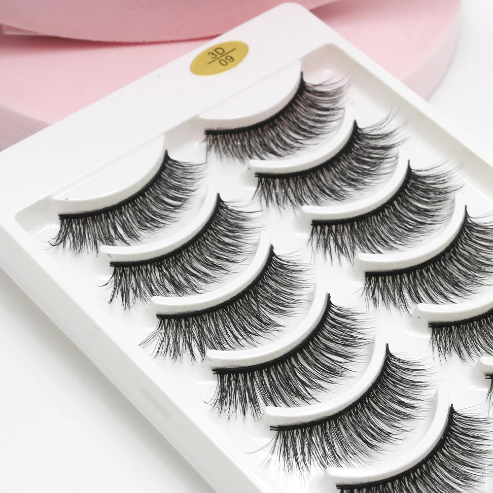False Eyelashes 10 Pairs Natural and Curled Voluminous Doll Eyelashes Pack