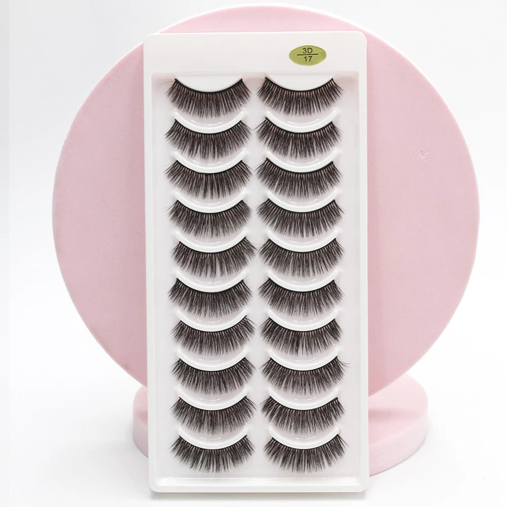 False Eyelashes 10 Pairs Natural and Curled Voluminous Doll Eyelashes Pack