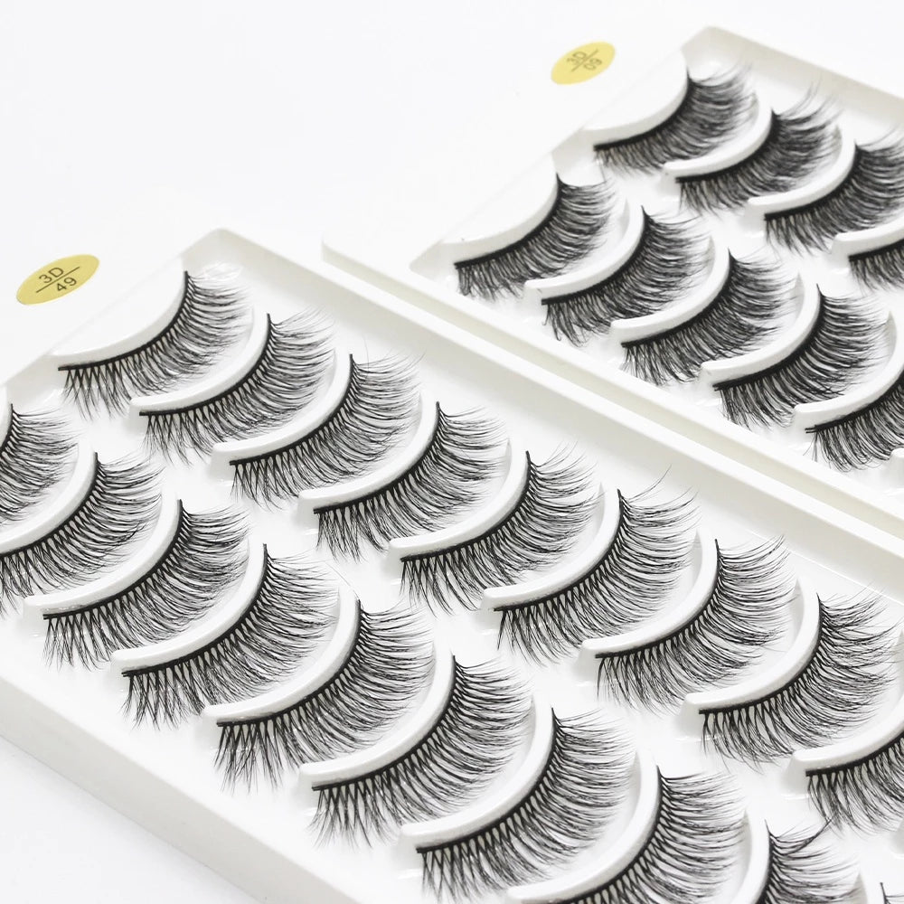 False Eyelashes 10 Pairs Natural and Curled Voluminous Doll Eyelashes Pack