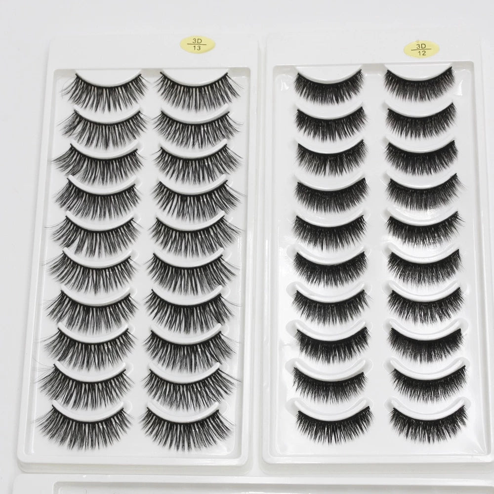 False Eyelashes 10 Pairs Natural and Curled Voluminous Doll Eyelashes Pack