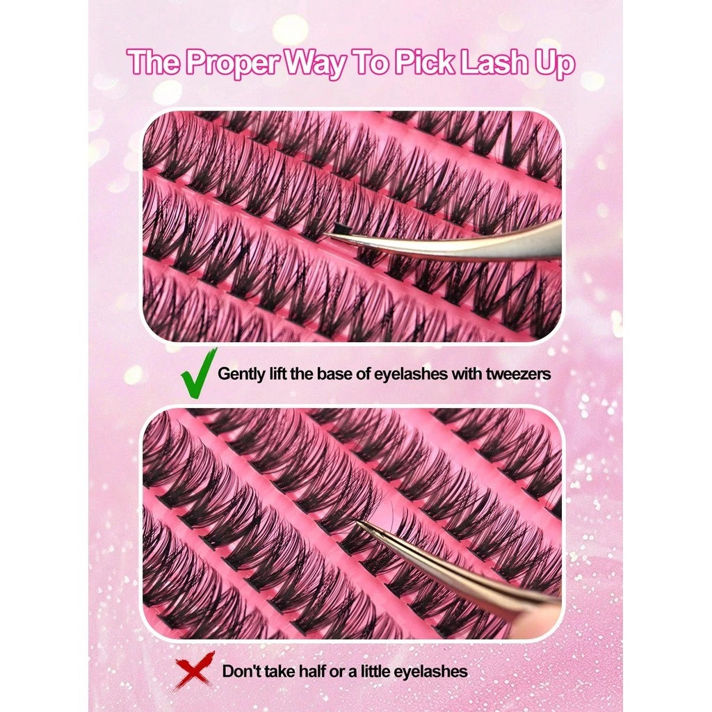 False Eyelashes 200Pcs D Volume 0.07mm Set – 8-16mm Extension Kit