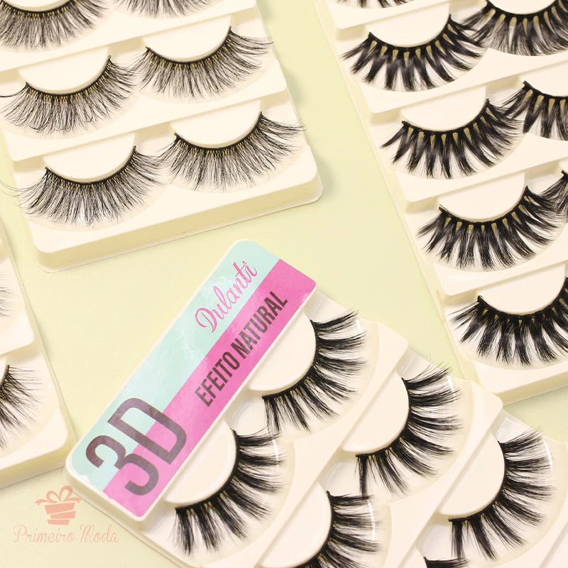 False Eyelashes 5 pairs + Macrilan Waterproof Glue Black or White Kit