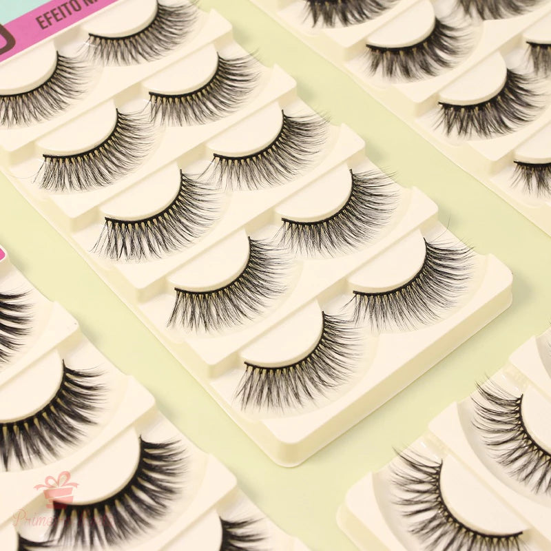 False Eyelashes 5 pairs + Macrilan Waterproof Glue Black or White Kit