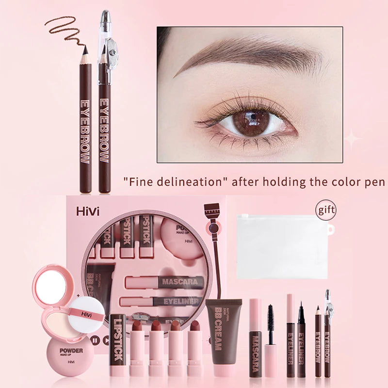HIVI 9-Piece Waterproof Makeup Gift Set – Oil Control & Long-Lasting Complete Beauty Kit