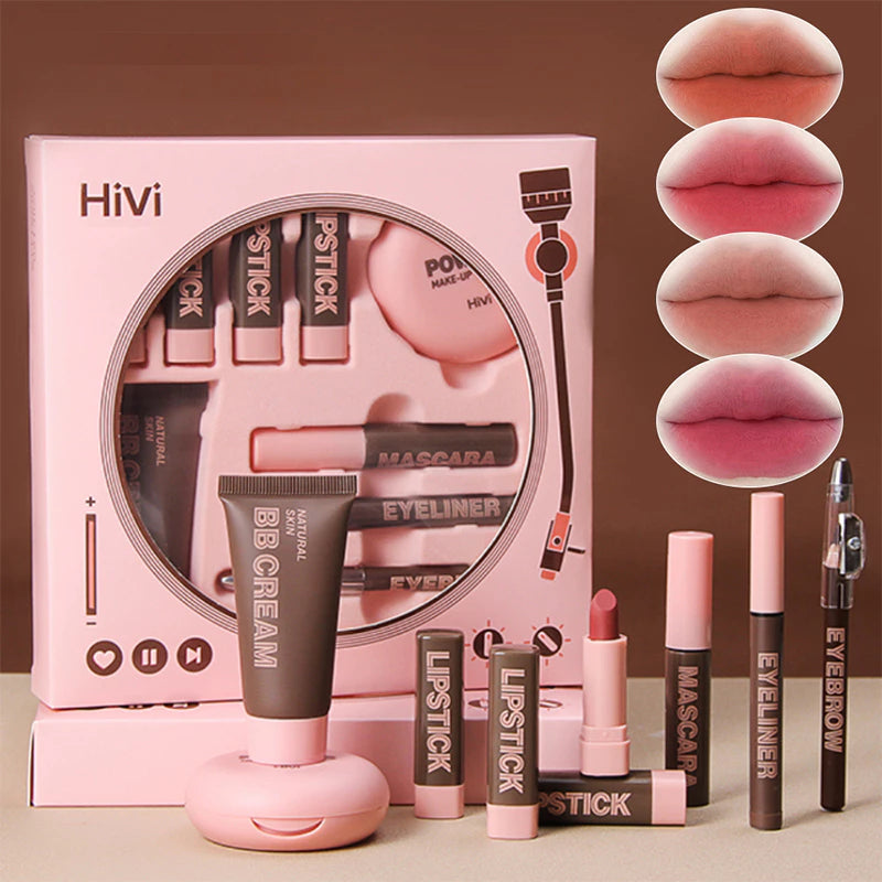 HIVI 9-Piece Waterproof Makeup Gift Set – Oil Control & Long-Lasting Complete Beauty Kit