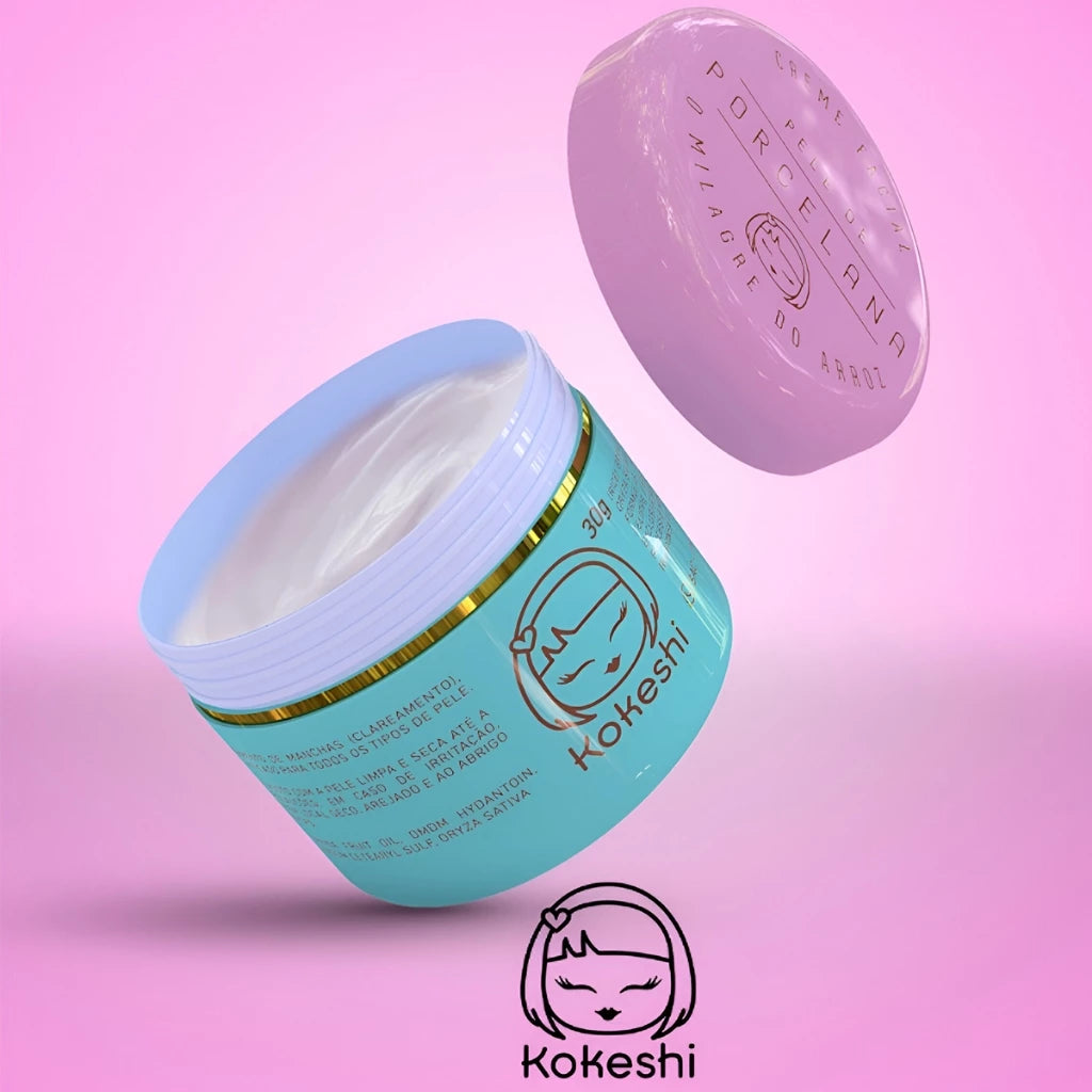 Kokeshi Hidratante Facial Pele de Porcelana – Creme Facial Rosa Mosqueta