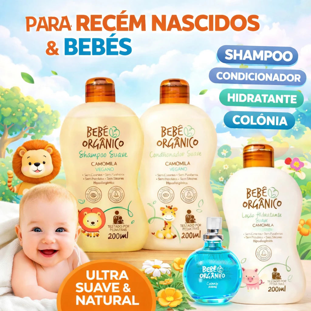 Hydration Kit Shampoo + Conditioner + Alcohol-Free Cologne + Moisturizing Lotion - Baby Child 630ml