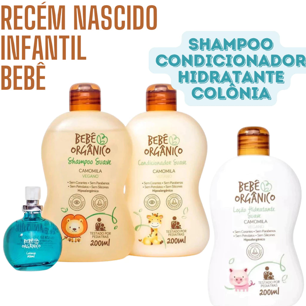 Hydration Kit Shampoo + Conditioner + Alcohol-Free Cologne + Moisturizing Lotion - Baby Child 630ml