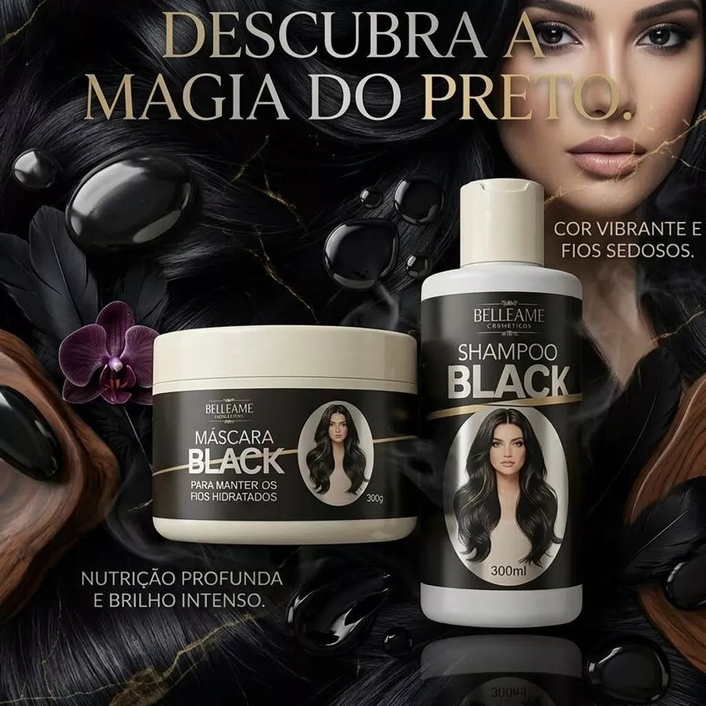 Kit Shampoo e Máscara Tonalizante Preto Intenso - Sem Amônia