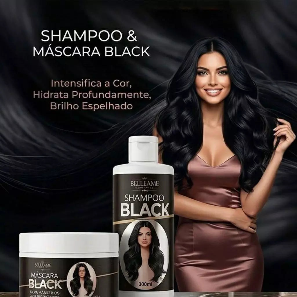 Kit Shampoo e Máscara Tonalizante Preto Intenso - Sem Amônia