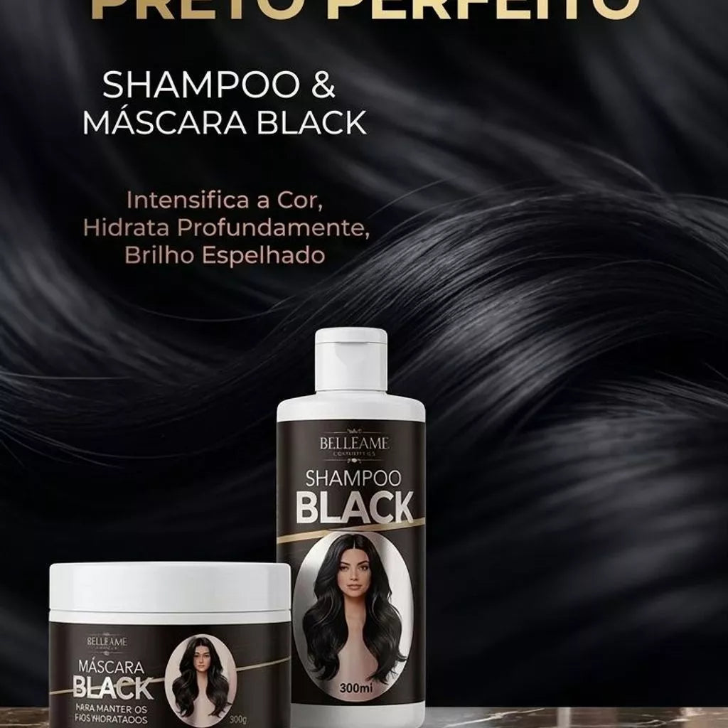 Kit Shampoo e Máscara Tonalizante Preto Intenso - Sem Amônia