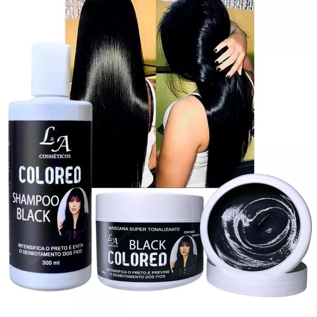 Kit Shampoo e Máscara Tonalizante Preto Intenso - Sem Amônia