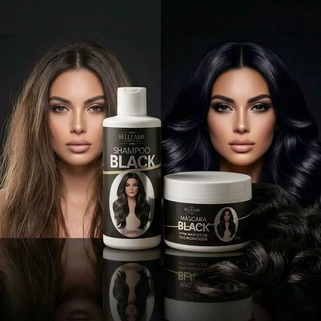 Kit Shampoo e Máscara Tonalizante Preto Intenso - Sem Amônia