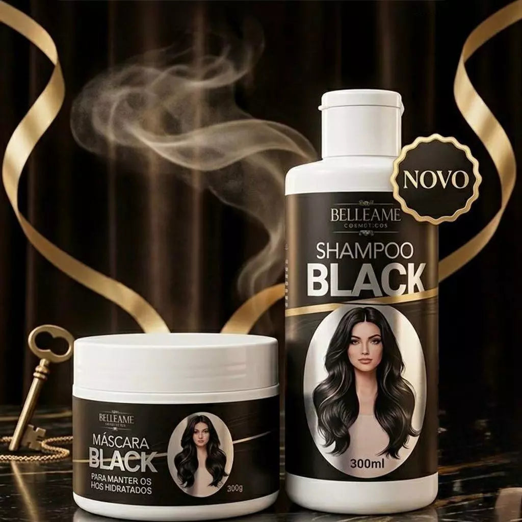Kit Shampoo e Máscara Tonalizante Preto Intenso - Sem Amônia