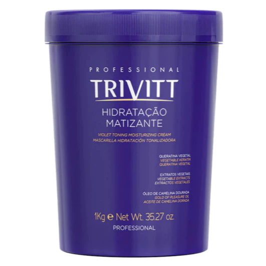 Kit Profissional Trivitt Matização Shampoo 1L + Máscara 1kg + Fluido