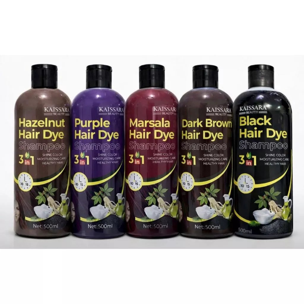 KAISSARA Toning Shampoo 500ml HAIR DYE Darkening Black, Hazelnut, Marsala, Purple, Dark Brown