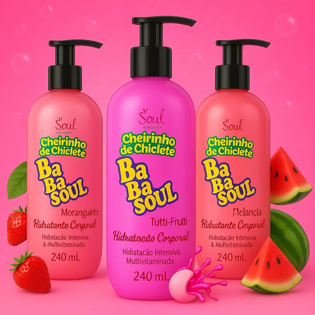 Babasoul Kit 3 Body Moisturizers 240ml – Bubblegum, Watermelon & Strawberry
