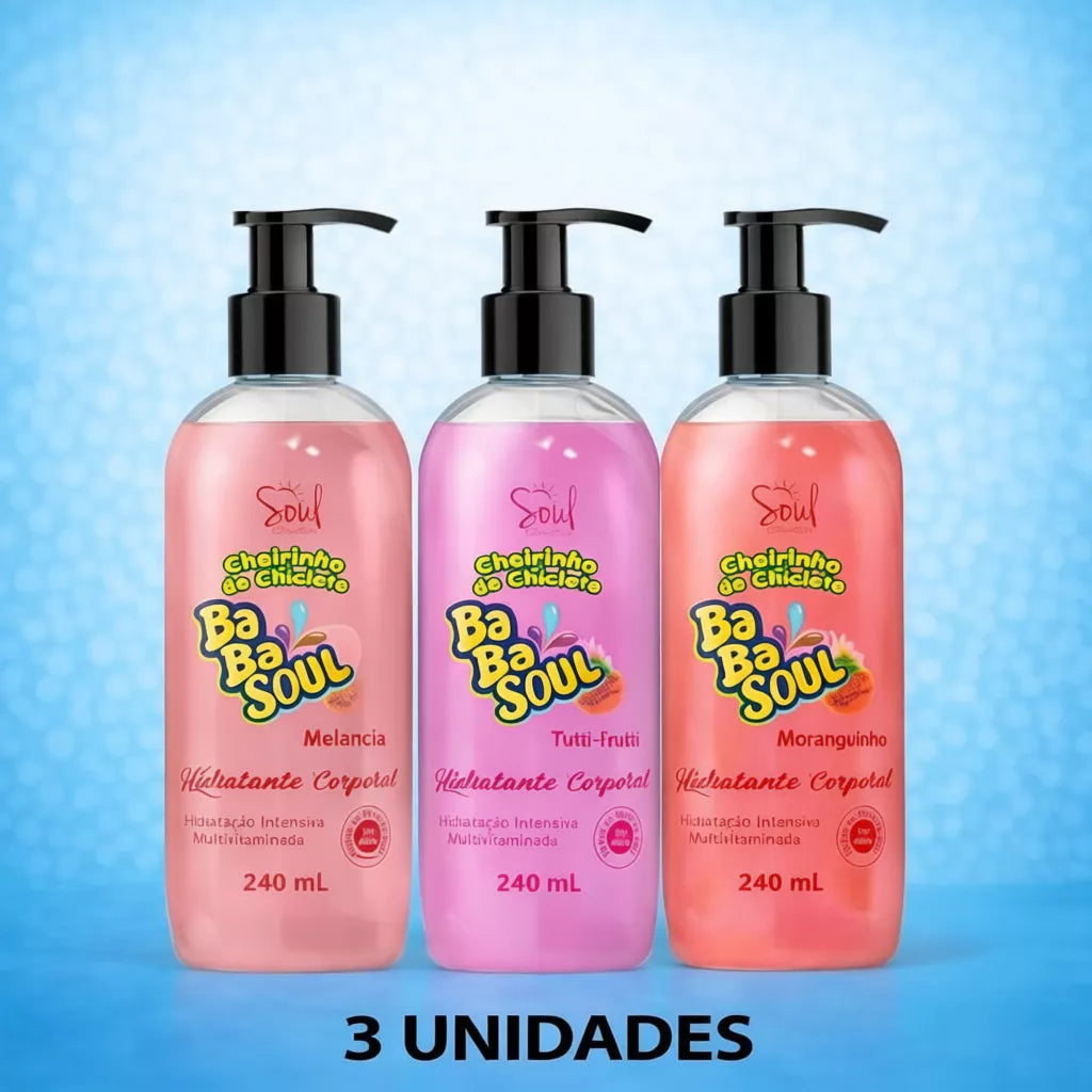 Babasoul Kit 3 Body Moisturizers 240ml – Bubblegum, Watermelon & Strawberry