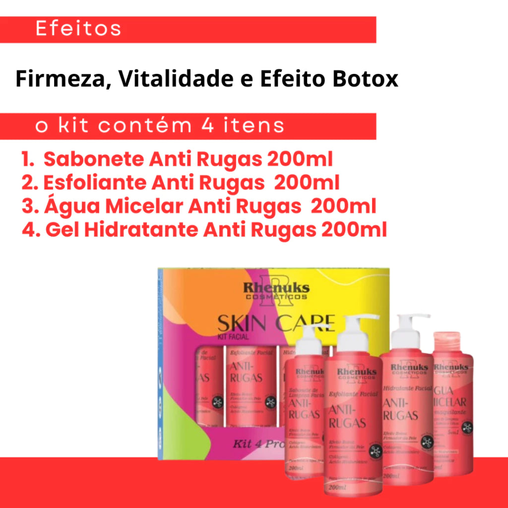 KIT Skincare Anti Rugas Rhenuks - 4 Itens