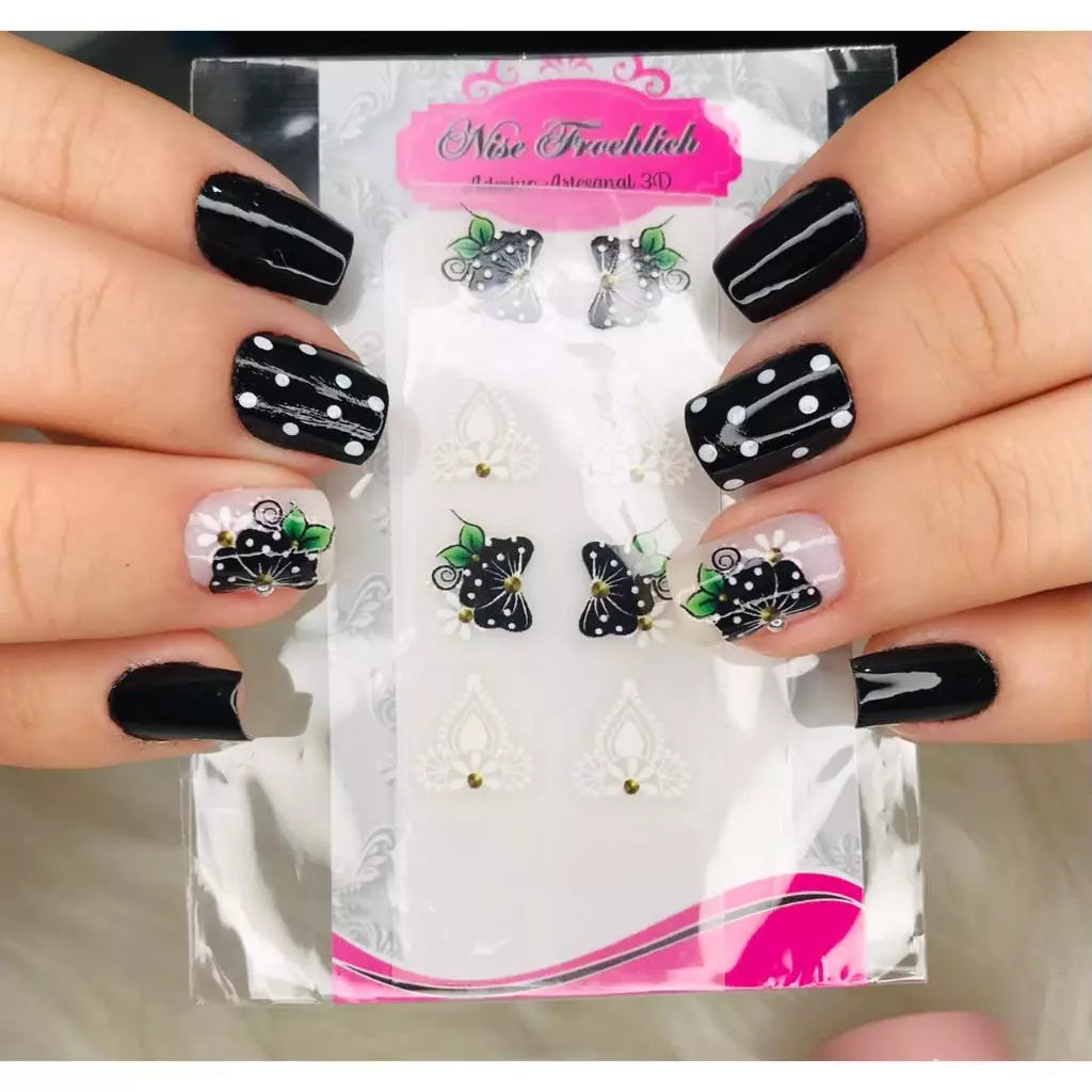 Kit 100 nail stickers for nail decoration - 10 sheets