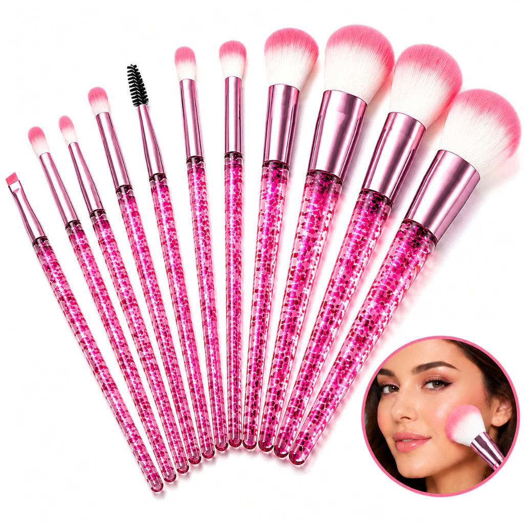 Kit 10 Unicorn With Beautiful Makeup Case For Foundation Blush And Eyeshadow Soft Bristles