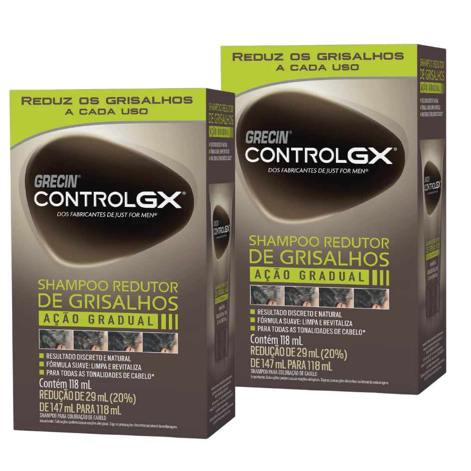 Kit 2x Units - Grecin Control GX Gradual Gray Hair Reducing Shampoo 118ml