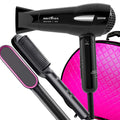 Kit Mini Secador Britânia Ion 1200W Dobrável + Escova Alisadora Secadora 2 em 1 Bivolt com Maleta