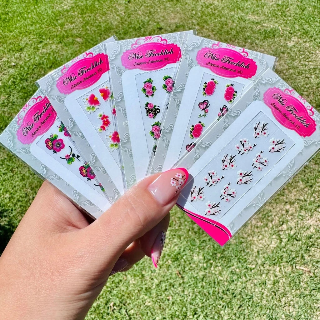 Kit 100 nail stickers for nail decoration - 10 sheets