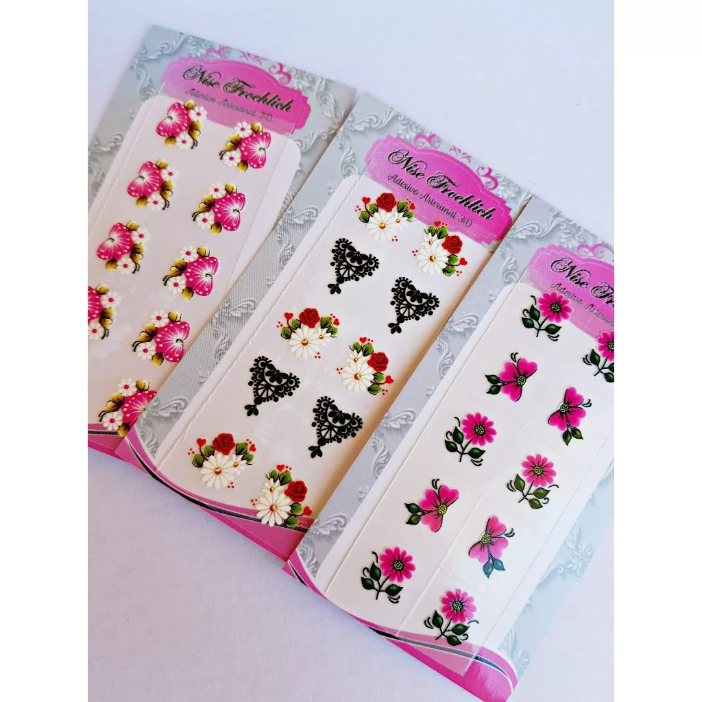 Kit 100 nail stickers for nail decoration - 10 sheets