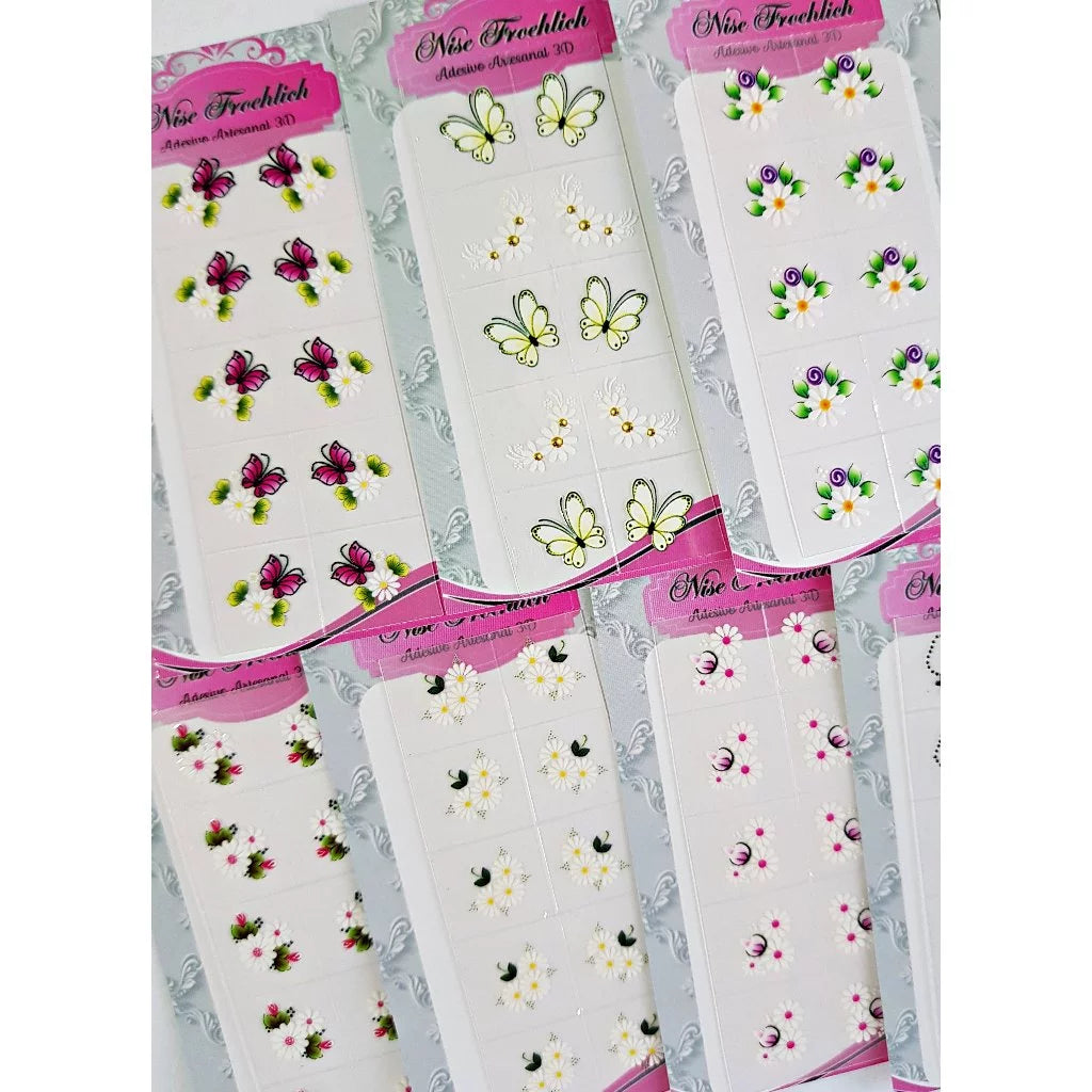 Kit 100 nail stickers for nail decoration - 10 sheets