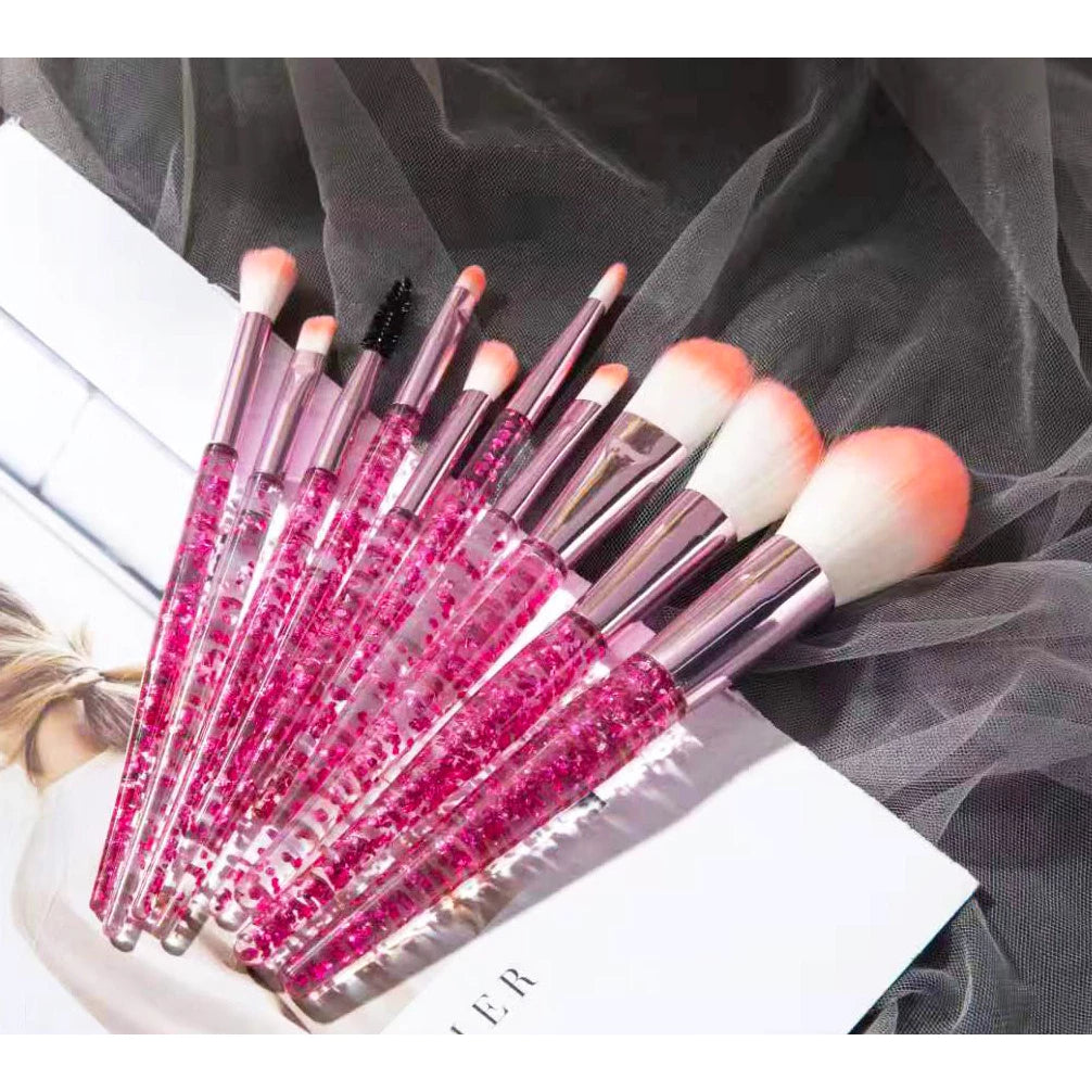 Kit 10 Unicorn With Beautiful Makeup Case For Foundation Blush And Eyeshadow Soft Bristles