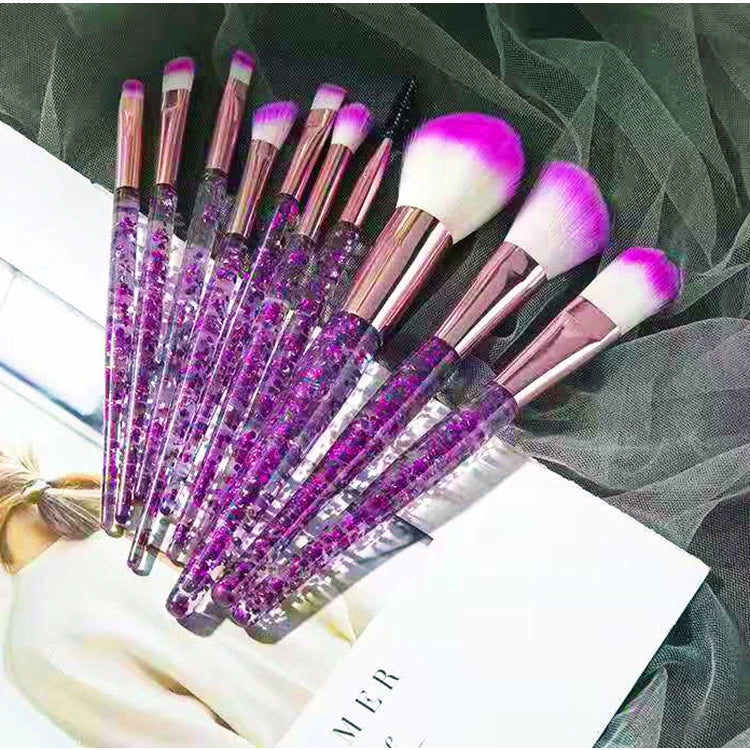 Kit 10 Unicorn With Beautiful Makeup Case For Foundation Blush And Eyeshadow Soft Bristles
