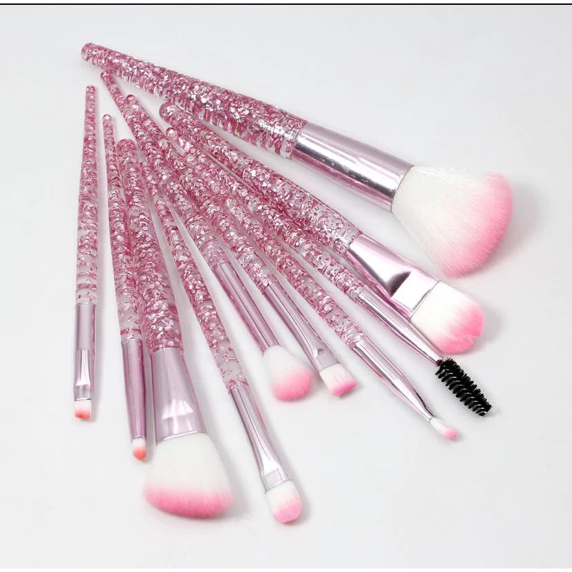 Kit 10 Unicorn With Beautiful Makeup Case For Foundation Blush And Eyeshadow Soft Bristles