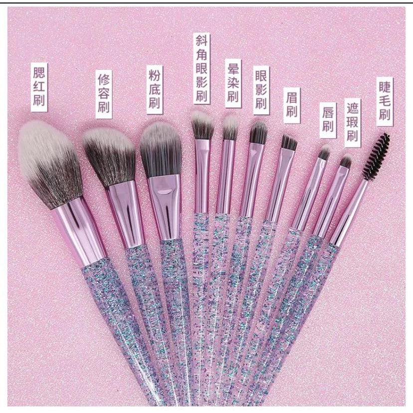 Kit 10 Unicorn With Beautiful Makeup Case For Foundation Blush And Eyeshadow Soft Bristles