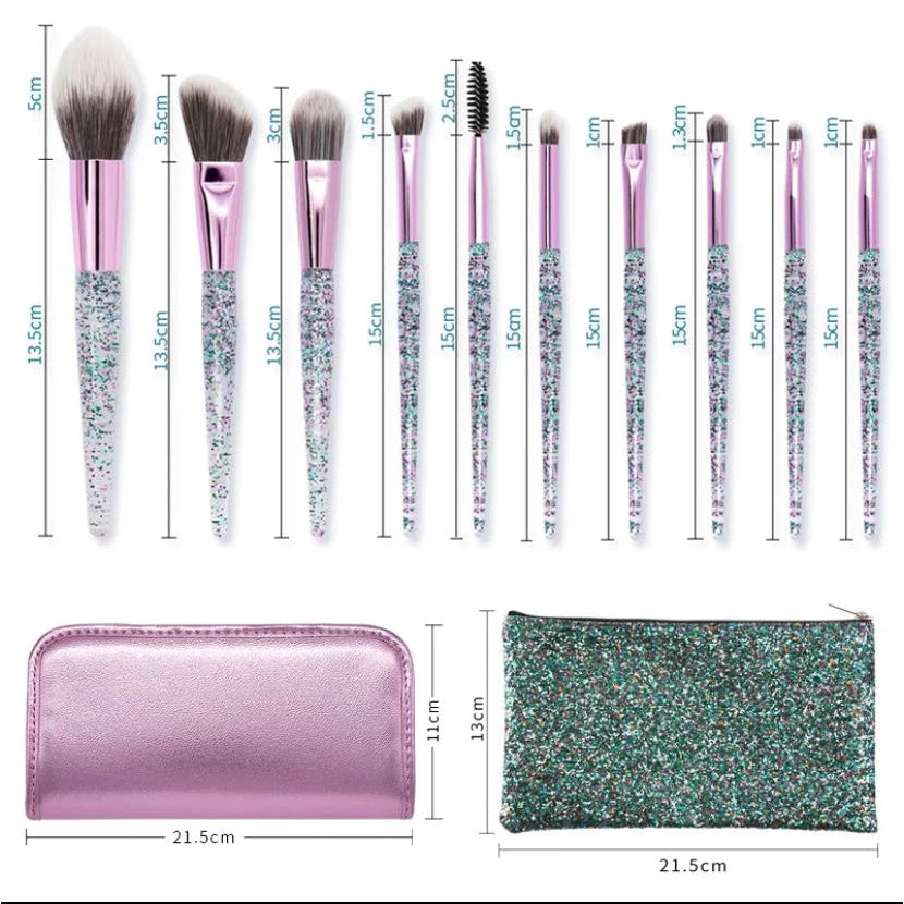 Kit 10 Unicorn With Beautiful Makeup Case For Foundation Blush And Eyeshadow Soft Bristles
