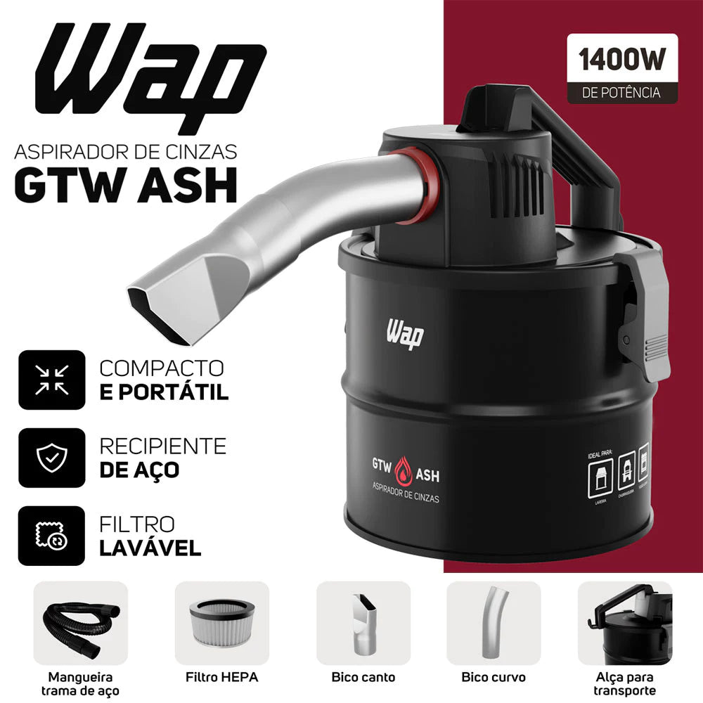 Kit Aspirador de Cinza WAP GTW ASH 1400W com Lavadora de Alta Pressão Vonder LAV1300 1200W