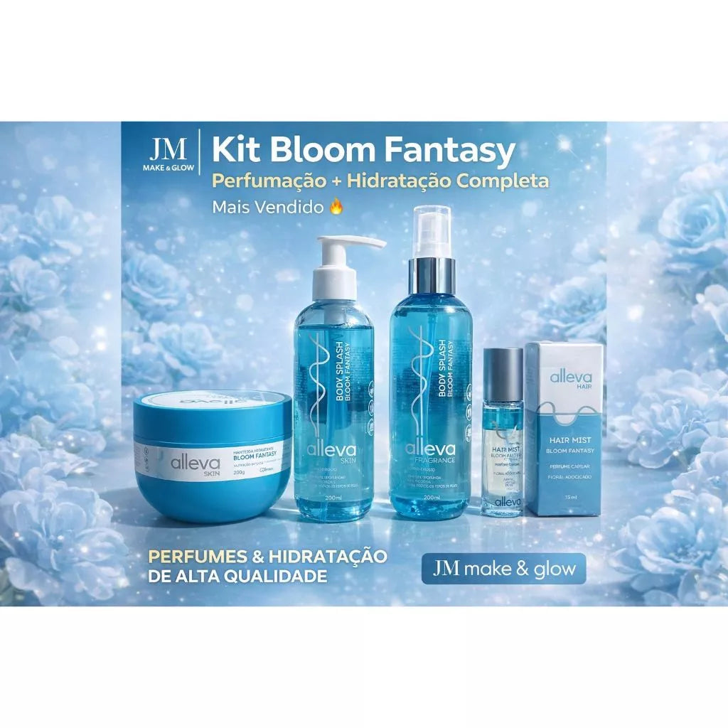 Kit Hidratante + Body Splash + Sabonete Líquido + Hair Mist Alleva 4 itens