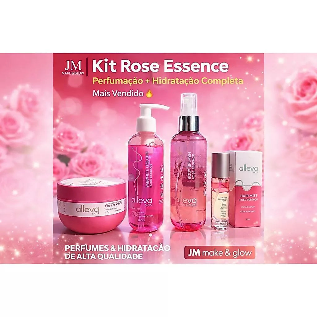 Kit Hidratante + Body Splash + Sabonete Líquido + Hair Mist Alleva 4 itens