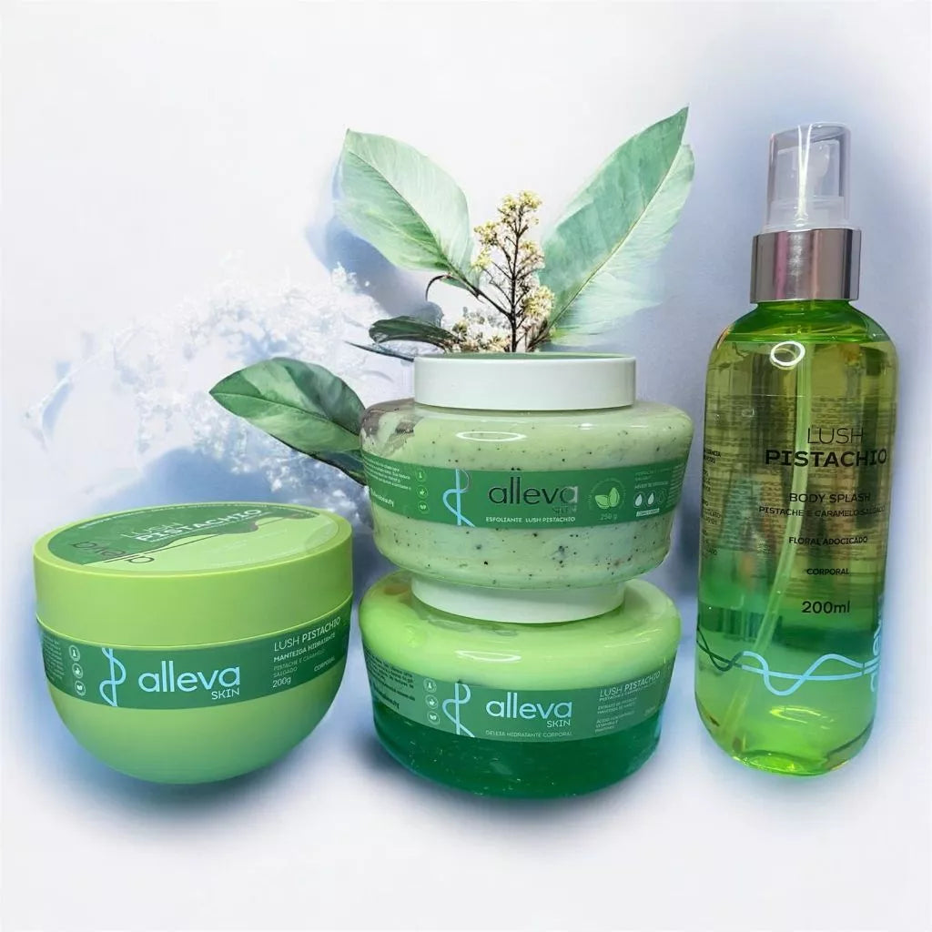 Kit Hidratante + Body Splash + Sabonete Líquido + Hair Mist Alleva 4 itens
