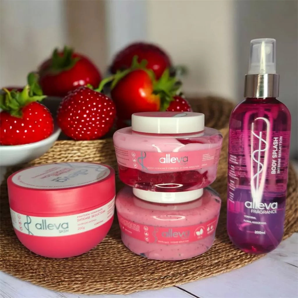 Kit Hidratante + Body Splash + Sabonete Líquido + Hair Mist Alleva 4 itens